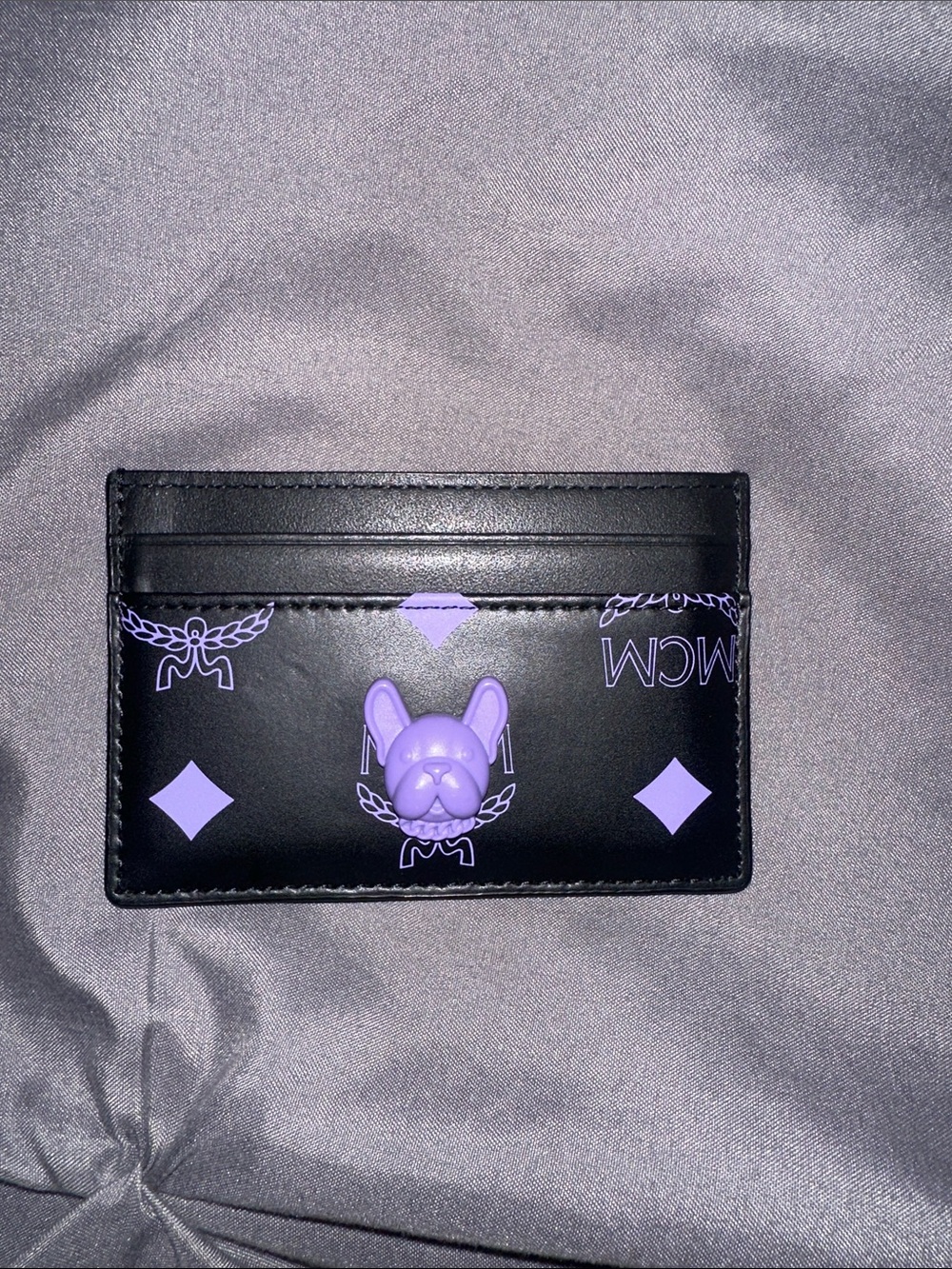 MCM LIMITED EDITION Black and Lavender Leather Pup Card Holder